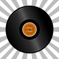 painted vinyl record on a striped background