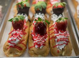 creamy dessert with sweet strawberries