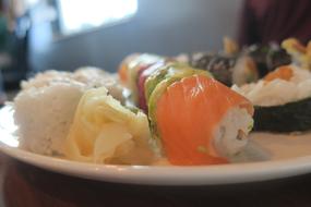 Rice sushi with salmon