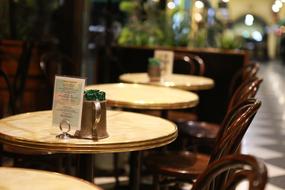 wooden tables in the restaurant