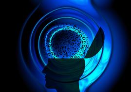 open skull on blue background