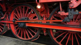 red wheels on a locomotive