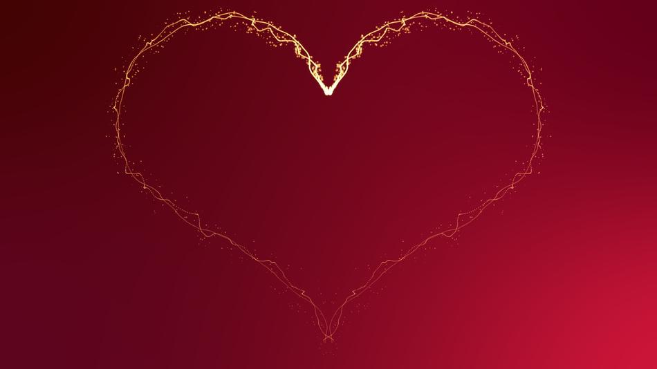 golden heart on a red background