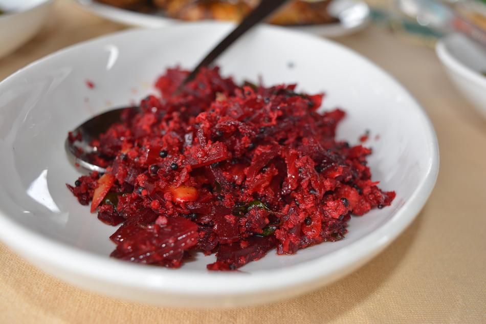 grated beets in a bowl