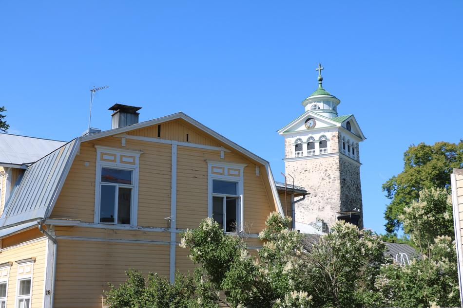 old houses by the trees