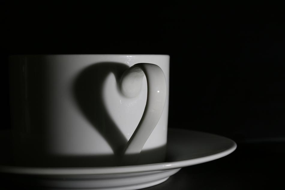 beautiful white mug on a black background