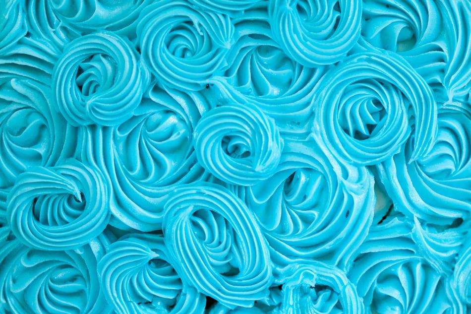 blue cream on the cake