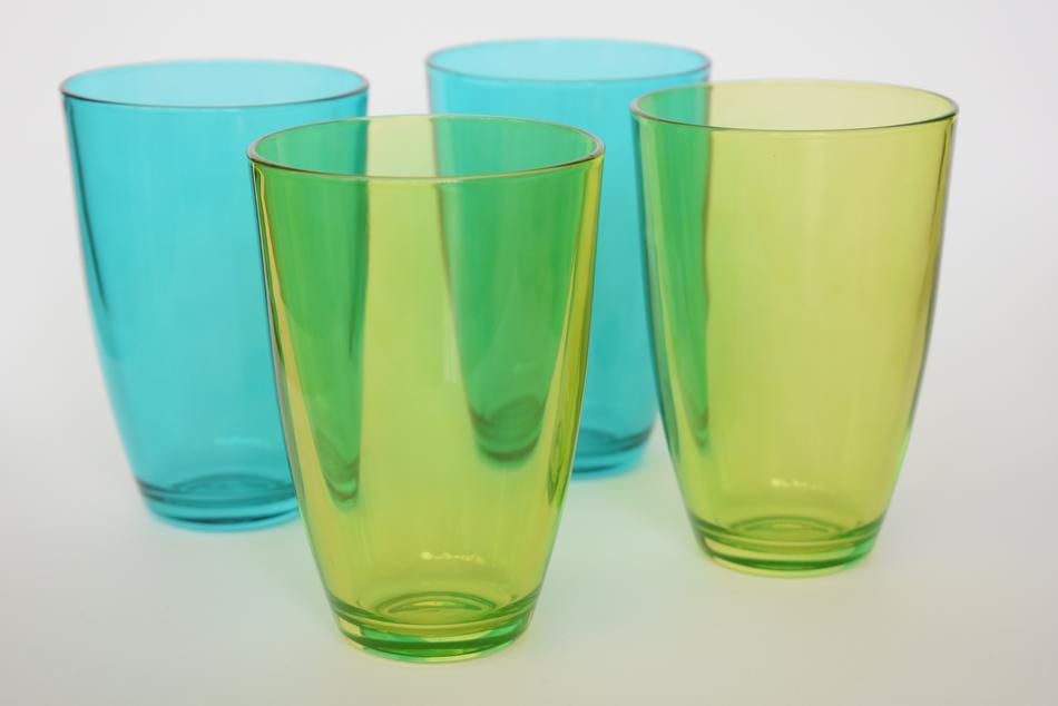 colored glasses on a white background