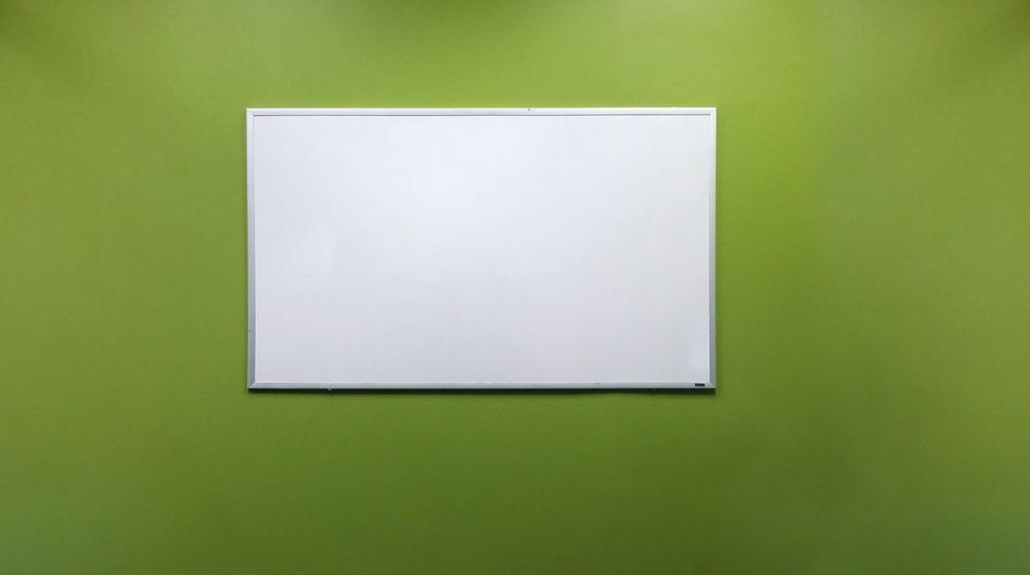 Whiteboard, on the green wall in light, in the class, clipart