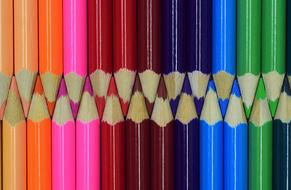 multicolored pencils in a neat stack