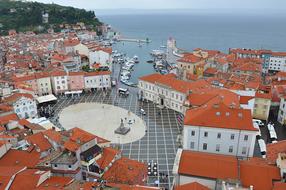 orange roofs of houses view