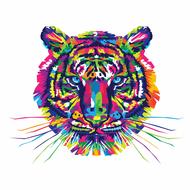 illustration, colorful tiger head