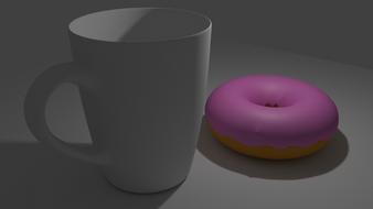 pink donut and mug