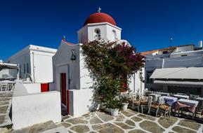 red-roofed temple