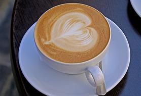 Heart pattern in milk coffee