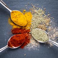 fresh spices in a spoonful