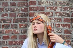 blonde girl in a scarf