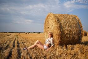 hay girl beautiful view