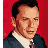 portrait of Frank Sinatra on a red background