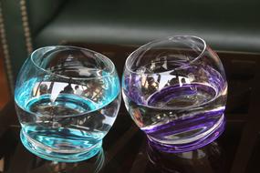 colored water in a glass