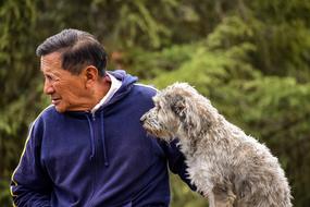 Older Dog Old Man With His Pet