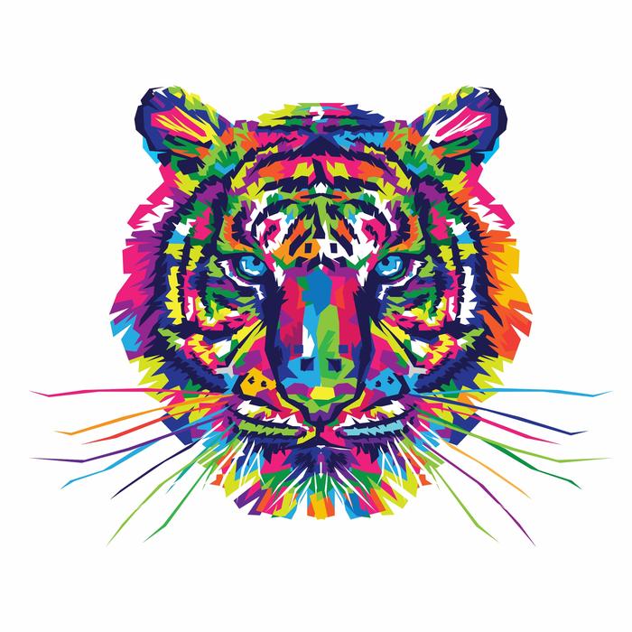 illustration, colorful tiger head