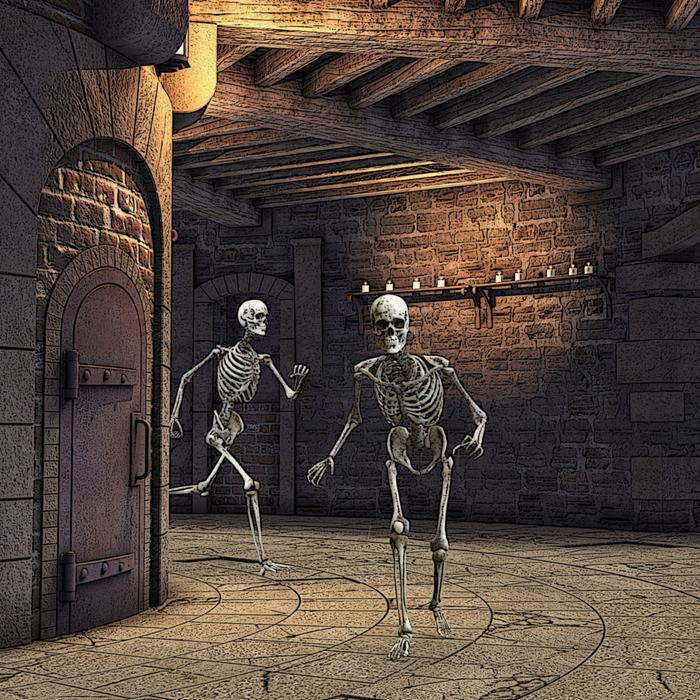 skeletons running around the old