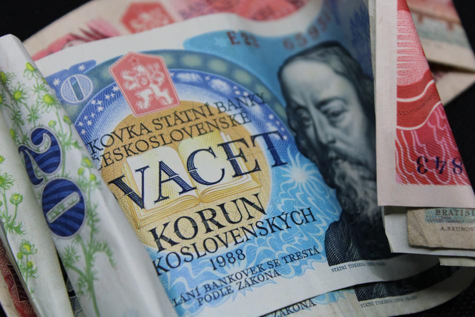 Money banknotes Czech Republic Crowns