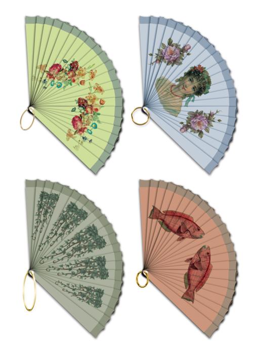 The vintage fan is beautifully colored