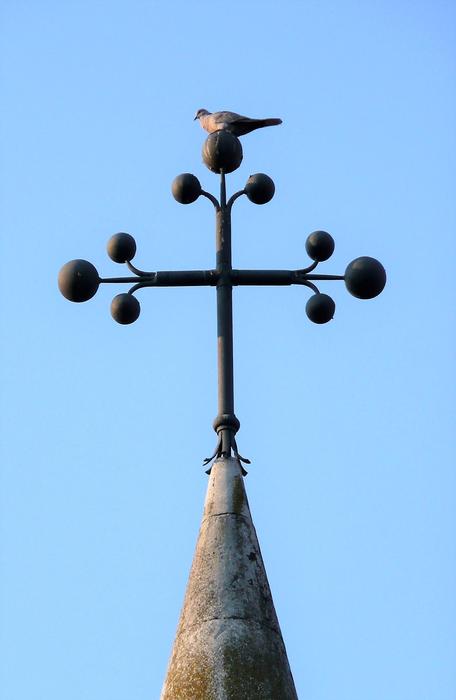 cross gray background blue