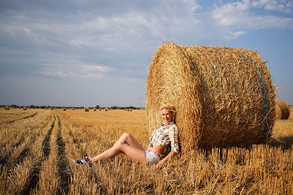 hay girl beautiful view
