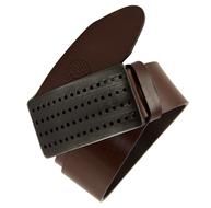 leather belt with iron buckle with holes