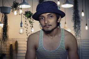 Man model and beautiful decorations portrait