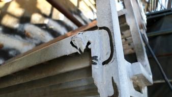 Close-up of the grey, industrial steel grinder in the building