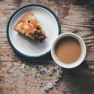 hot coffee with a delicious pie