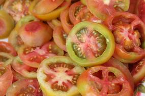 colored fresh sliced tomatoes