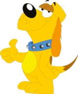 yellow cartoon dog isolated on white background