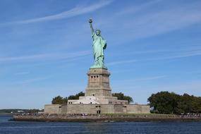 The statue of liberty is green old