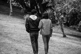 Black And White photo of People couple in Park