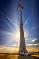 Windmill Sky Energy at sunlight