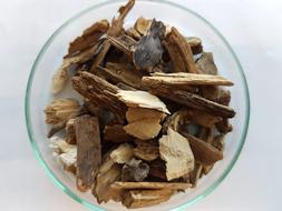 tree bark in a transparent bowl