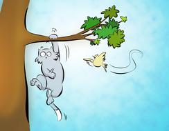 cat kitten hunting bird fun