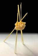 Twisted macaroni on the table