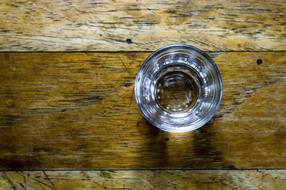small glass on the table
