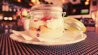 Sweet creamy tiramisu in a jar