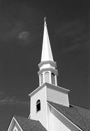 the tower of the church is white black