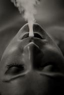 smoke woman face is beautiful