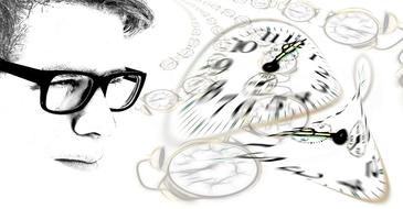 man boy and clock art