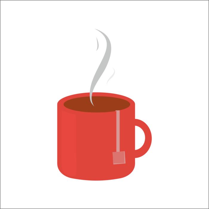 red steaming mug