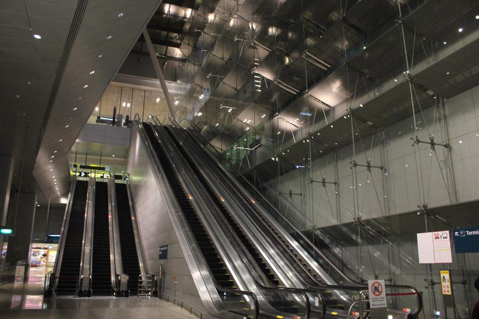 the escalator in the building is large